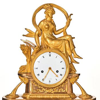 A French Empire mantle clock, early 19th century.