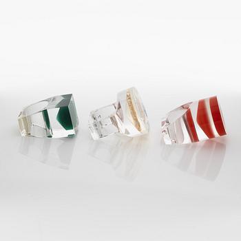 Siv Lagerström, three acrylic plastic rings, 1970s.
