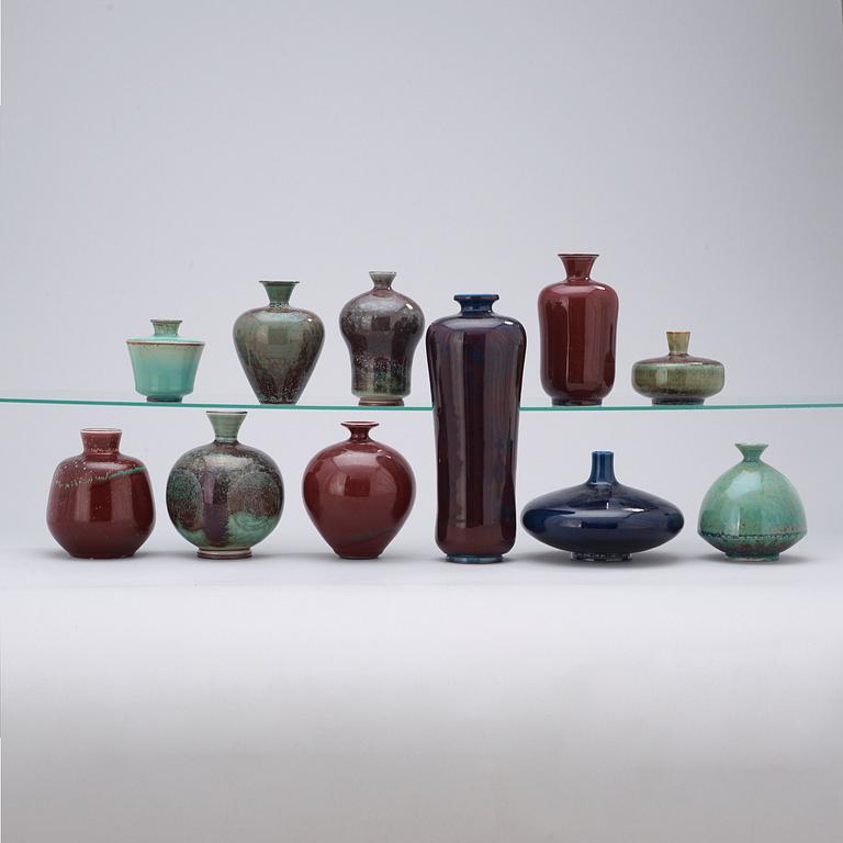 A set of eleven Berndt Friberg stoneware vases, Gustavsberg Studio 1962-76.