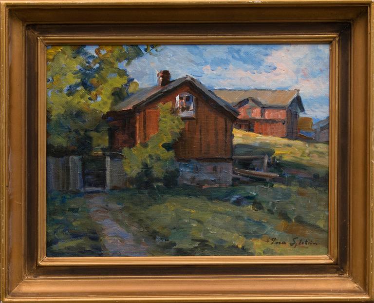 INA SJÖSTRÖM, olja på duk, uppfodrad på skiva, signerad.