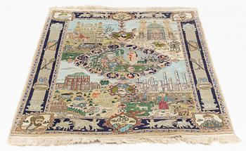 Matta, figural, Täbriz, ca 145 x 100 cm.