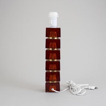 BORDSLAMPA, glas, Carl Fagerlund, Orrefors, 1960/70-tal.