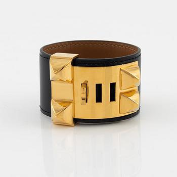 Hermès, a black Box calf skin 'Collier de Chien' bracelet, 1995.