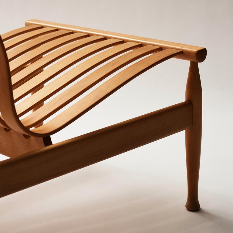 Hans Brattrud, a pair of 'Arktis' beech easy chairs, Hove Møbler, Norway, post 1961.