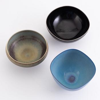 Berndt Friberg, three stoneware bowls, Gustavsberg Studio.