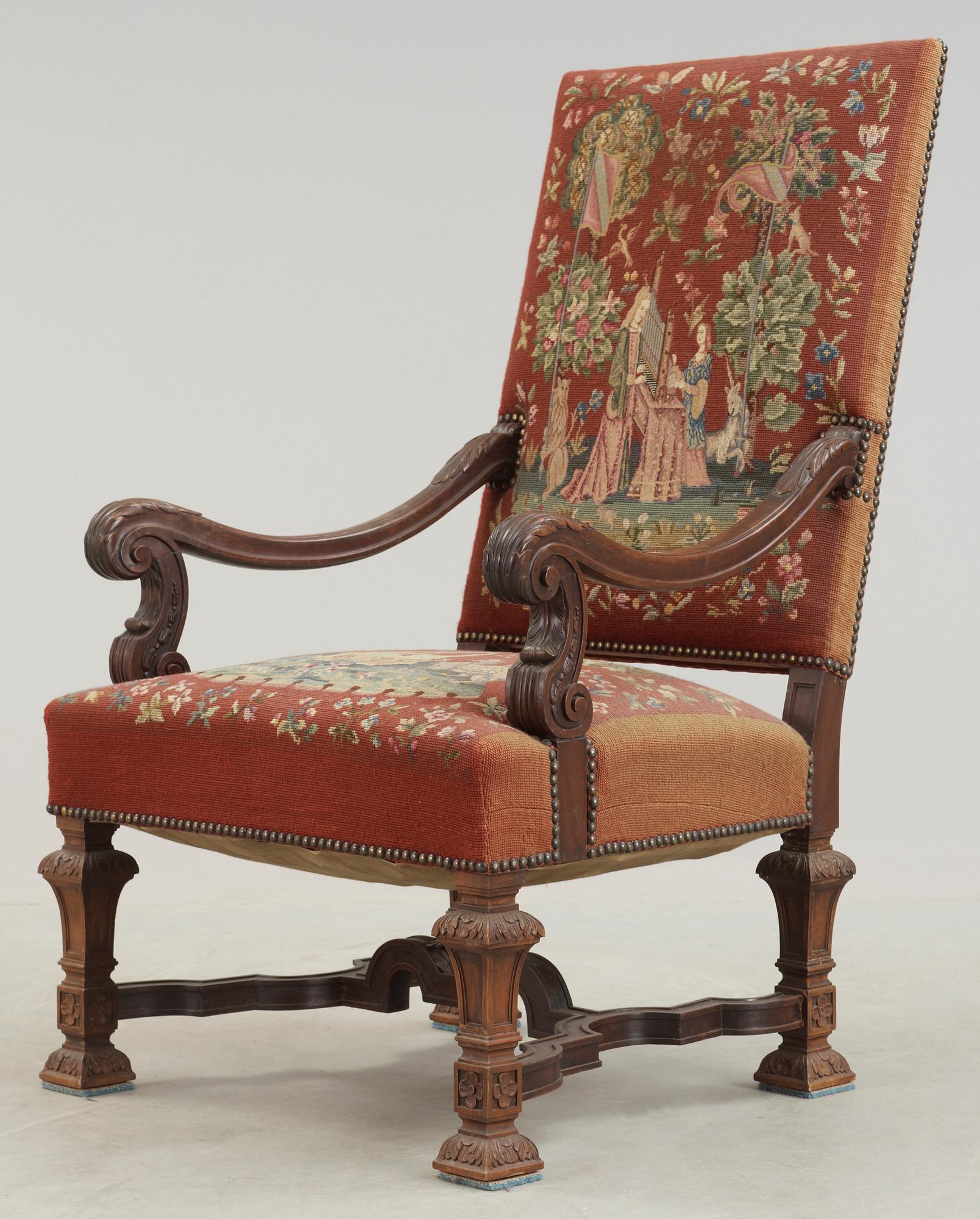 FÅTÖLJ, barockstil, 1900-talets första hälft.