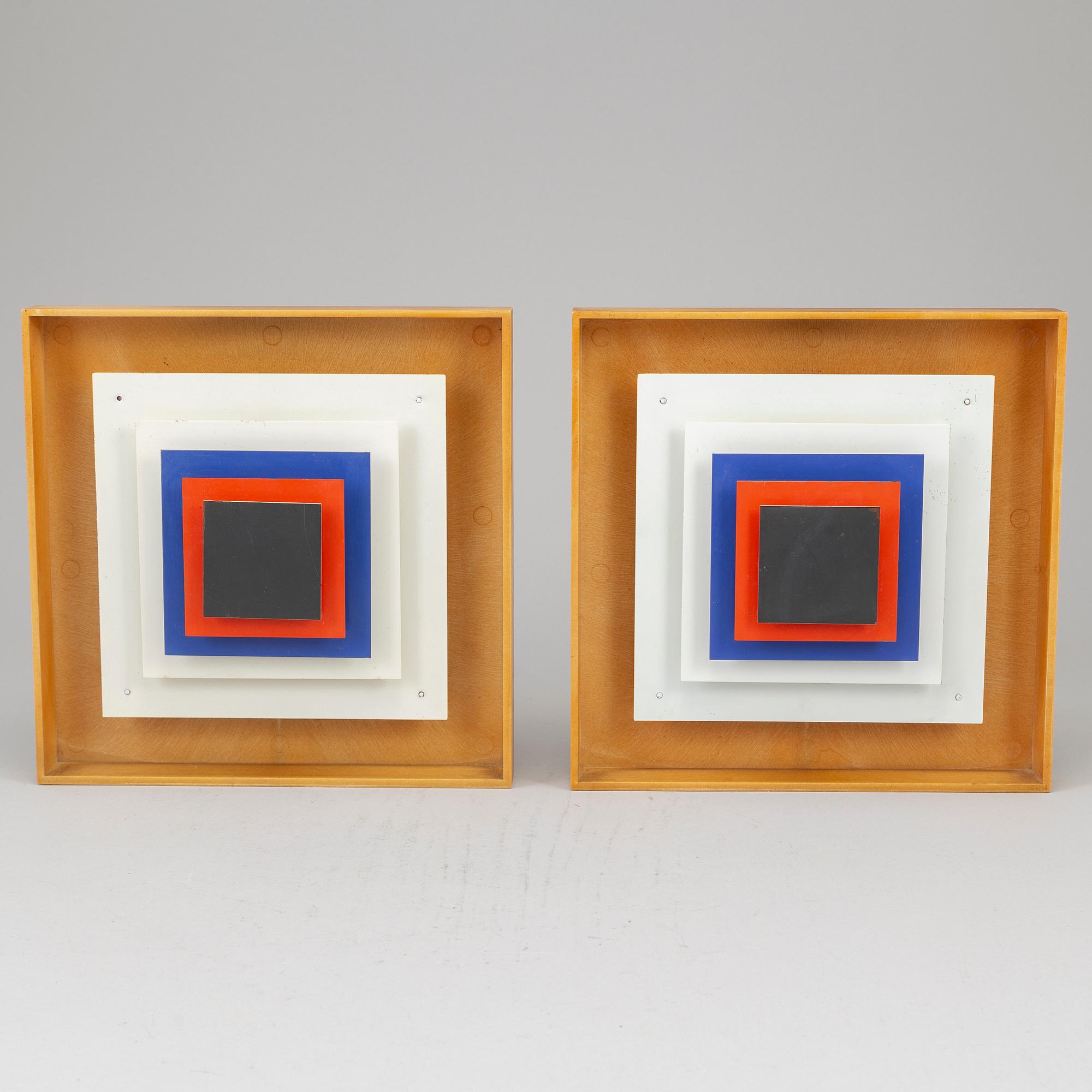 BENT KARLBY, a pair of 1960's 'Kvadrille' wall lamps by Bengt Karlby.