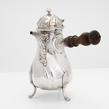 A silver coffee pot, Turin, presumably 1820s-40s.