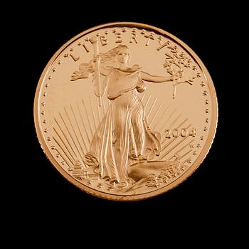 GULDMYNT, fine gold, 5 dollars, Liberty, USA 2004. Vikt ca 3 gram.