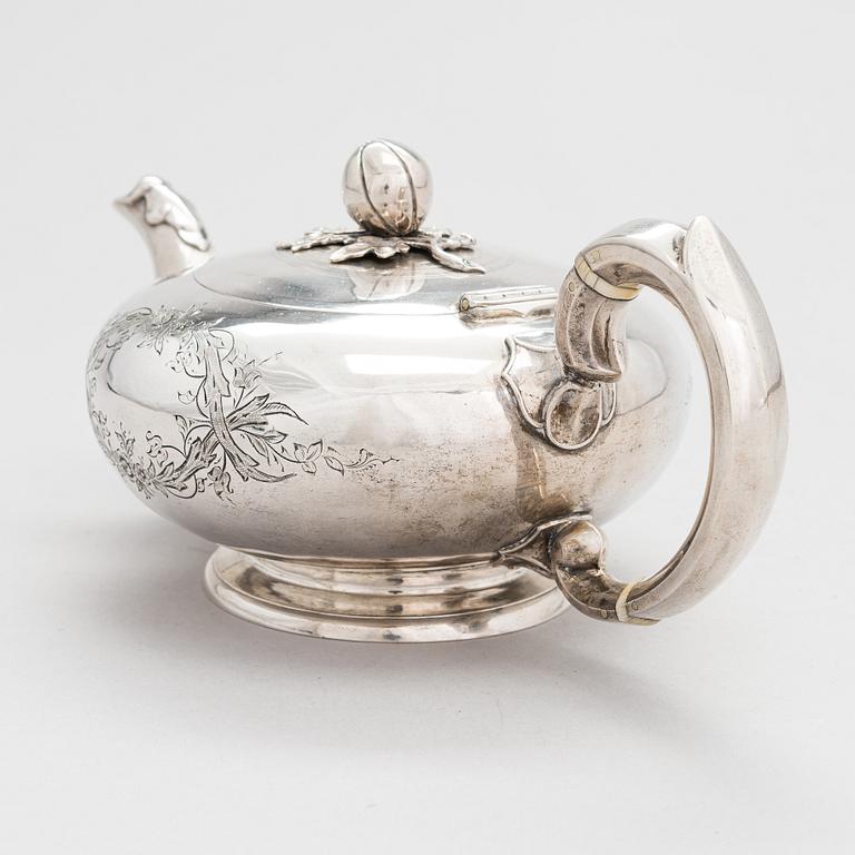 A silver teapot, maker's mark of Mathias Skytt, Saint Petersburg Russia 1865.