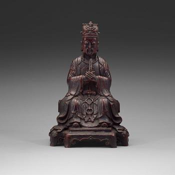 A bronze figure of a daoist deity, Qing dynasty, 18th Century.