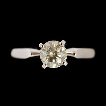 RING, 14k guld med briljantslipad diamant ca 0,91 ct. Vikt 3 g.