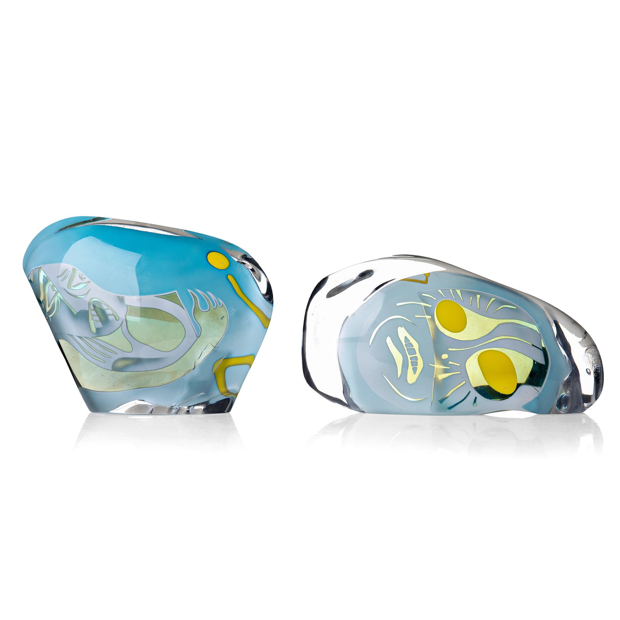 Peter Hermansson, two "graal" glass sculptures, Boda, Sweden 2014.
