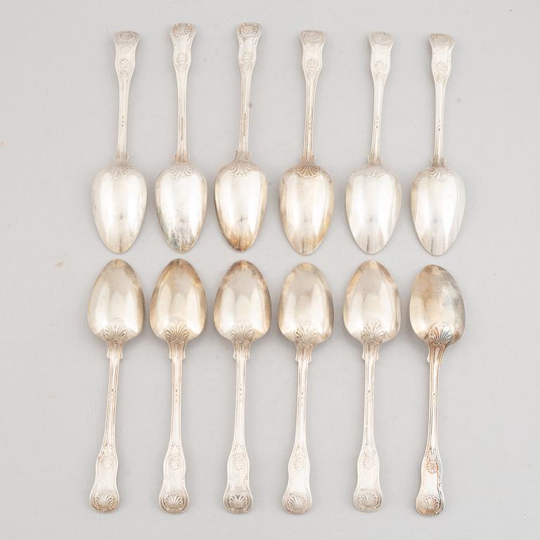 A Set of Twelve Swedish Silver "Kings Pattern" Dinner Spoons.