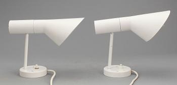 VÄGGLAMPOR, ett par, "AJ", Arne Jacobsen för Louis Poulsen, Danmark. Inköpt 1980-tal.