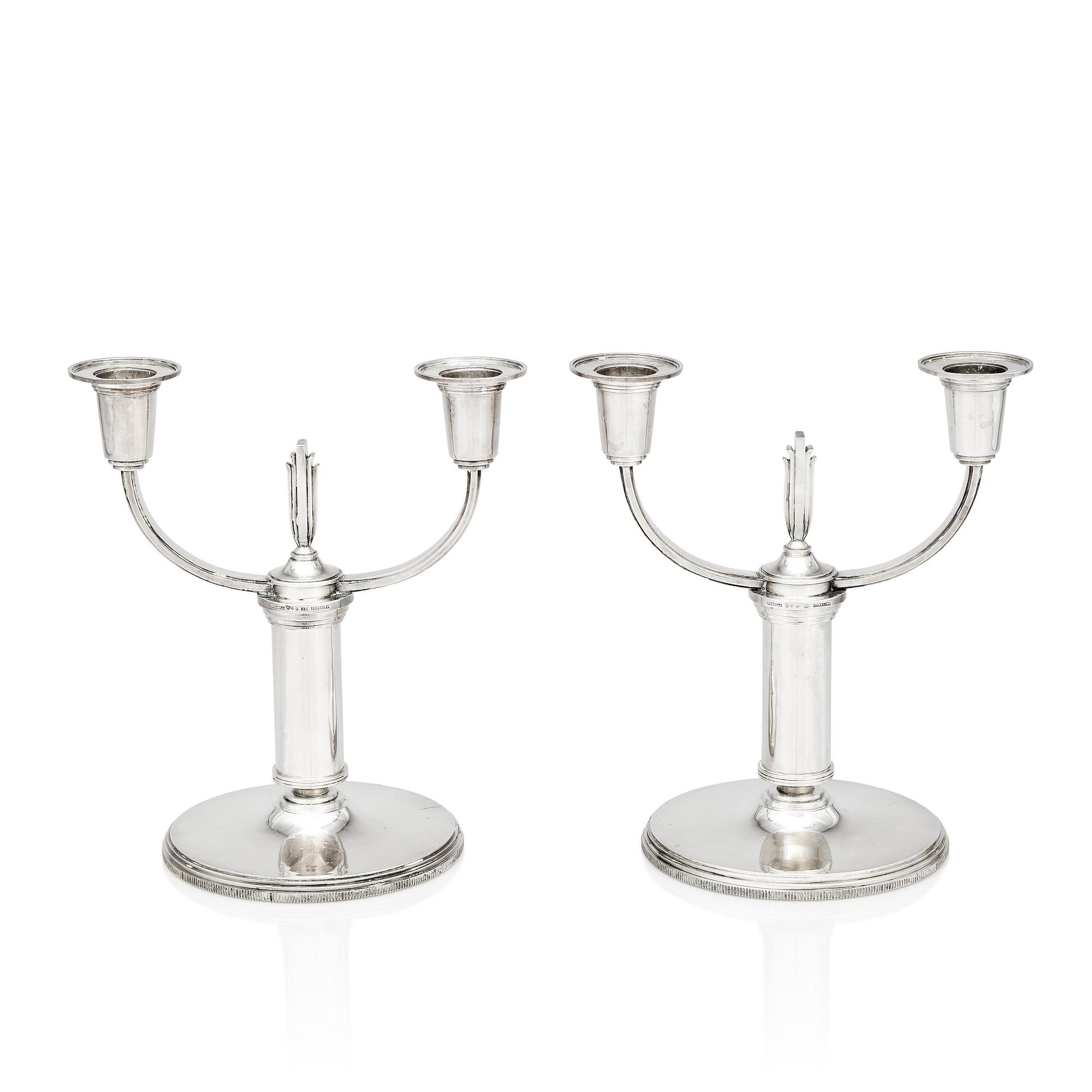 Atelier Borgila, a pair of sterling silver candelabra, Stockholm 1934.