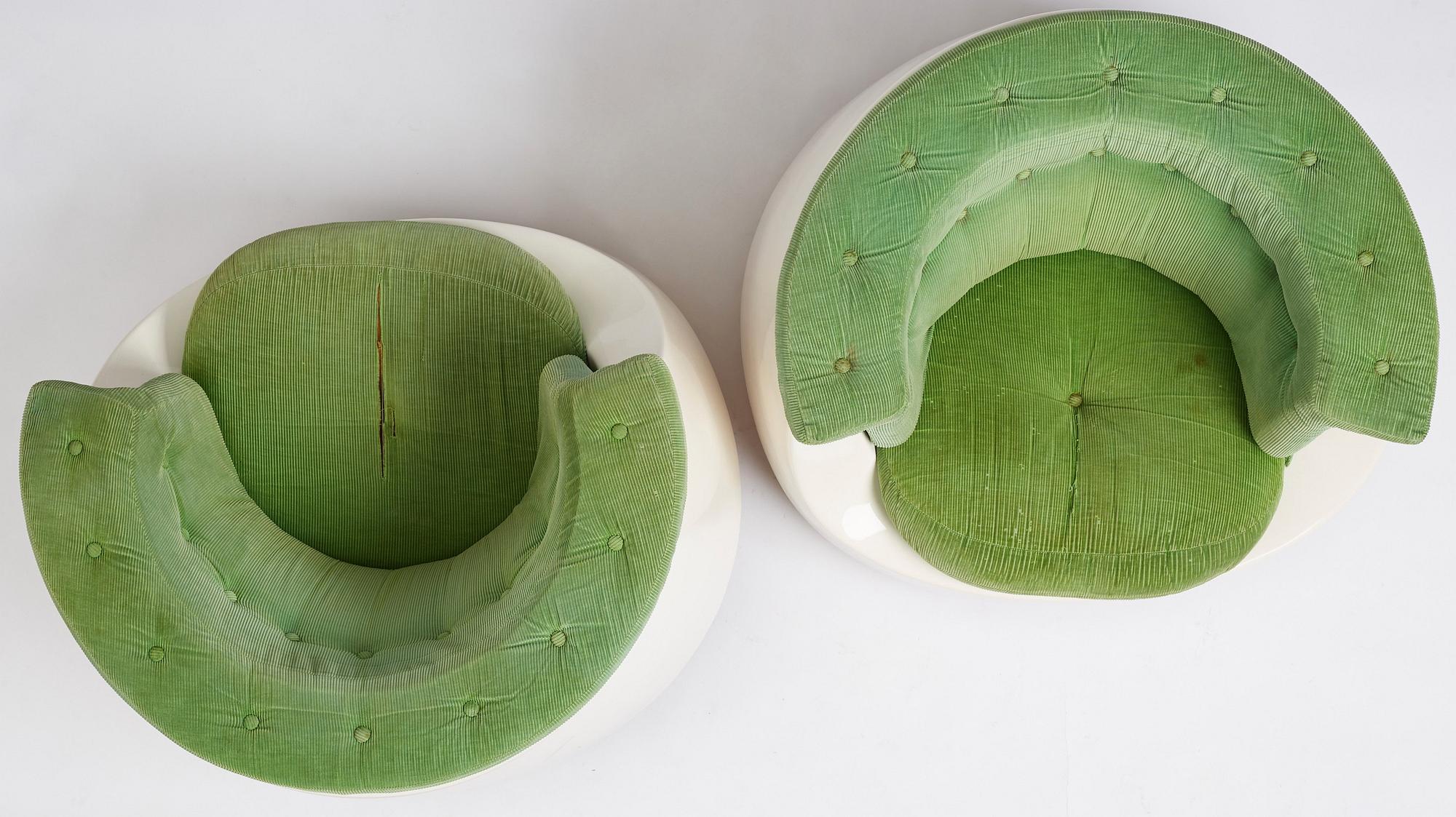 Gillis Lundgren, a pair of 'Sirius' swivel base easy chairs, IKEA, Sweden, 1970s.
