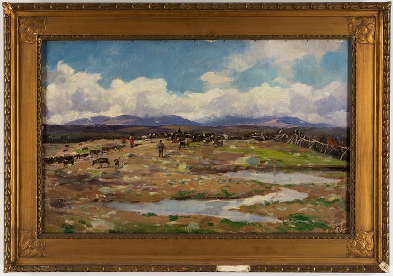 Johan Tirén, olja på duk lagd på pannå, signerad.