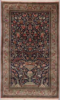 A SILK QUM RUG, ca 222 x 139 cm.