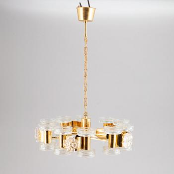 A brass and glass ceiling glass,  second half of 20th Century.