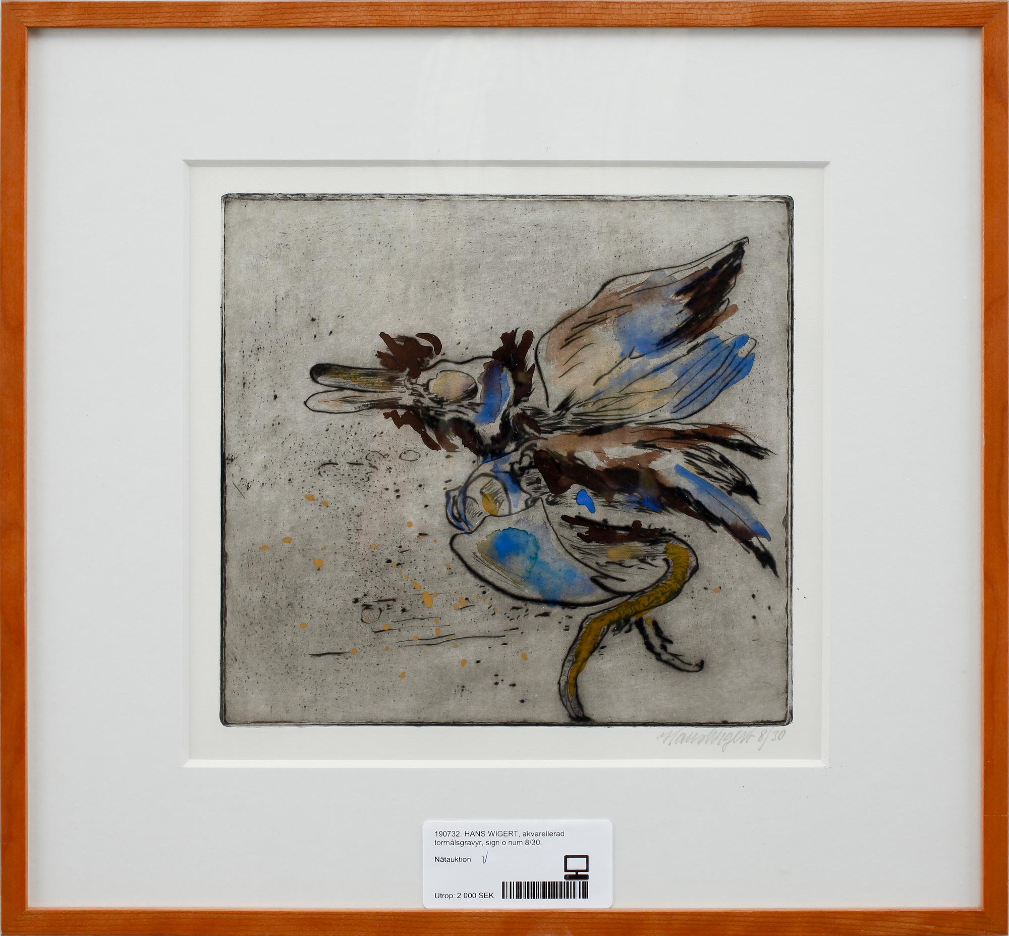 HANS WIGERT, akvarellerad torrnålsgravyr, sign o num 8/30.