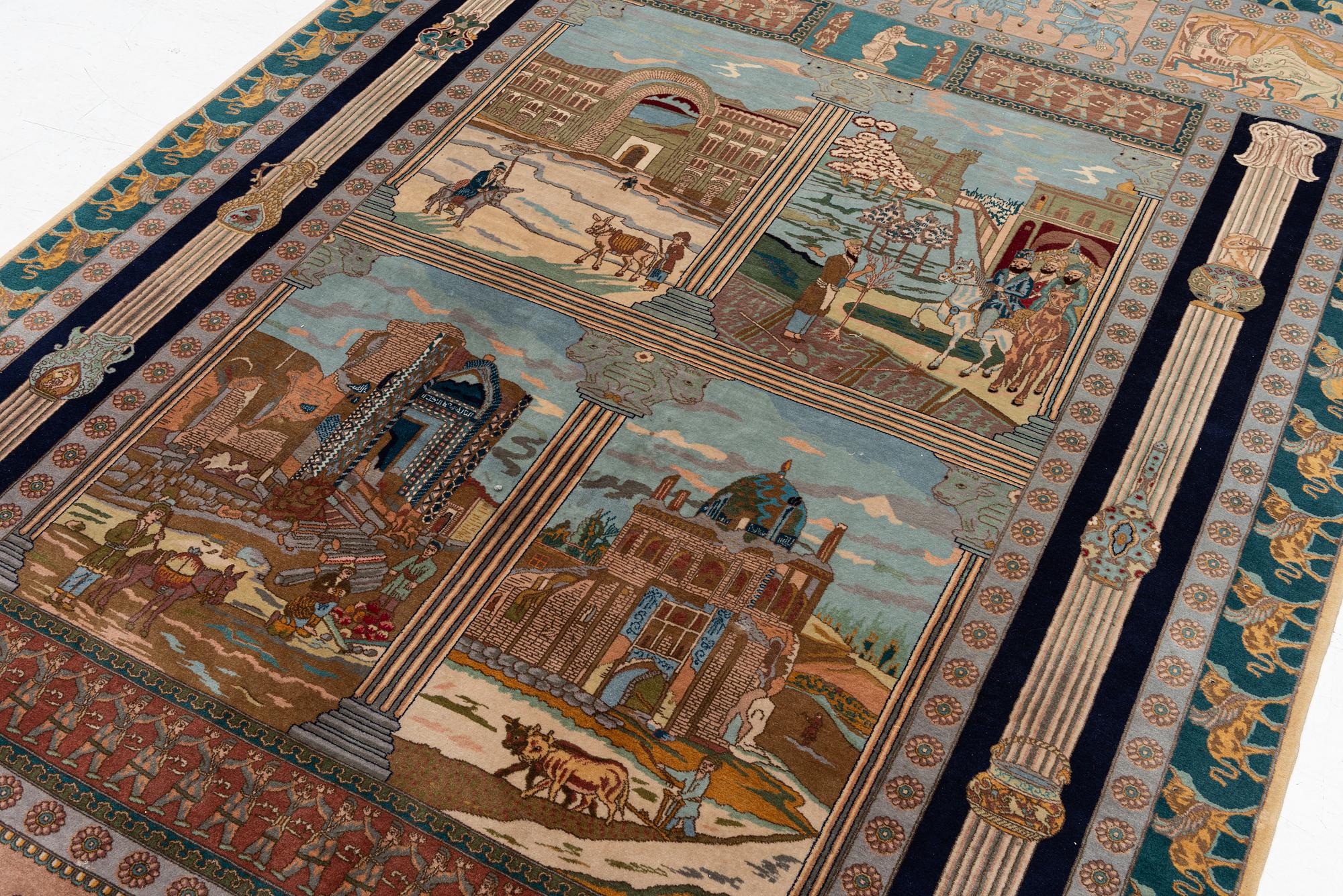 Carpet, Tabriz, figural, approx. 260 x 180 cm.