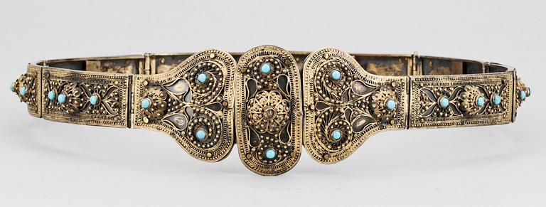 BÄLTE, silver, Kaukasien, Ryssland. 1900-talets början. Vikt ca 460g.