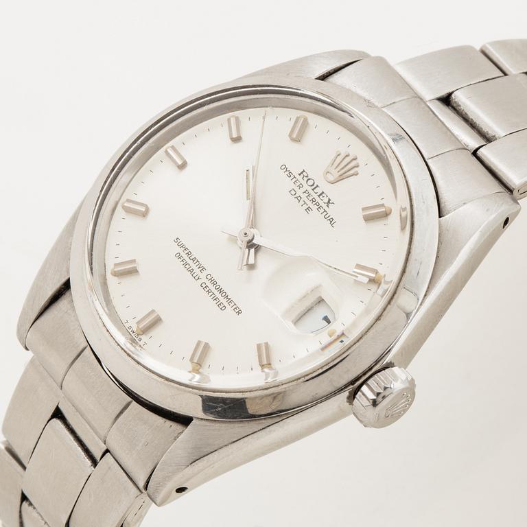 Rolex, Oyster Perpetual, Date, Chronometer, wristwatch, 34,5 mm.