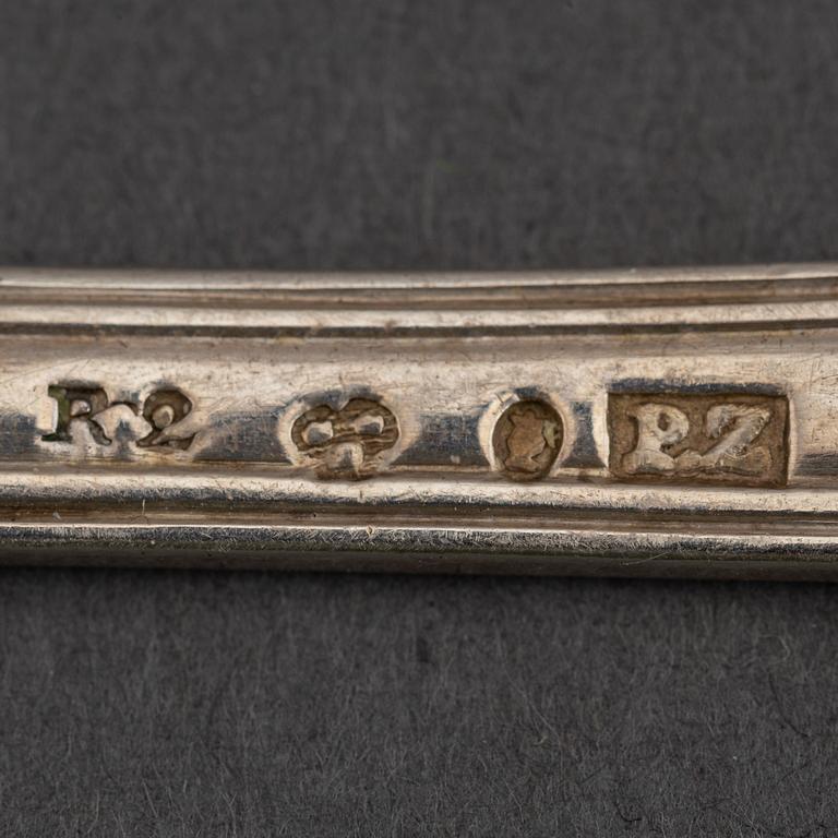 6 swedish silver dessert spoons, mark of Pehr Zethelius, Stockholm 1799.