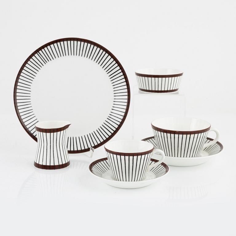 Stig Lindberg, servisdelar, 20 st, benporslin, "Spisa Ribb", Gustavsberg 1950-60-tal.