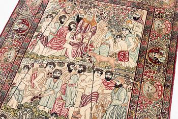An antique pictoral Kerman rug, ca. 229 x 144 cm.
