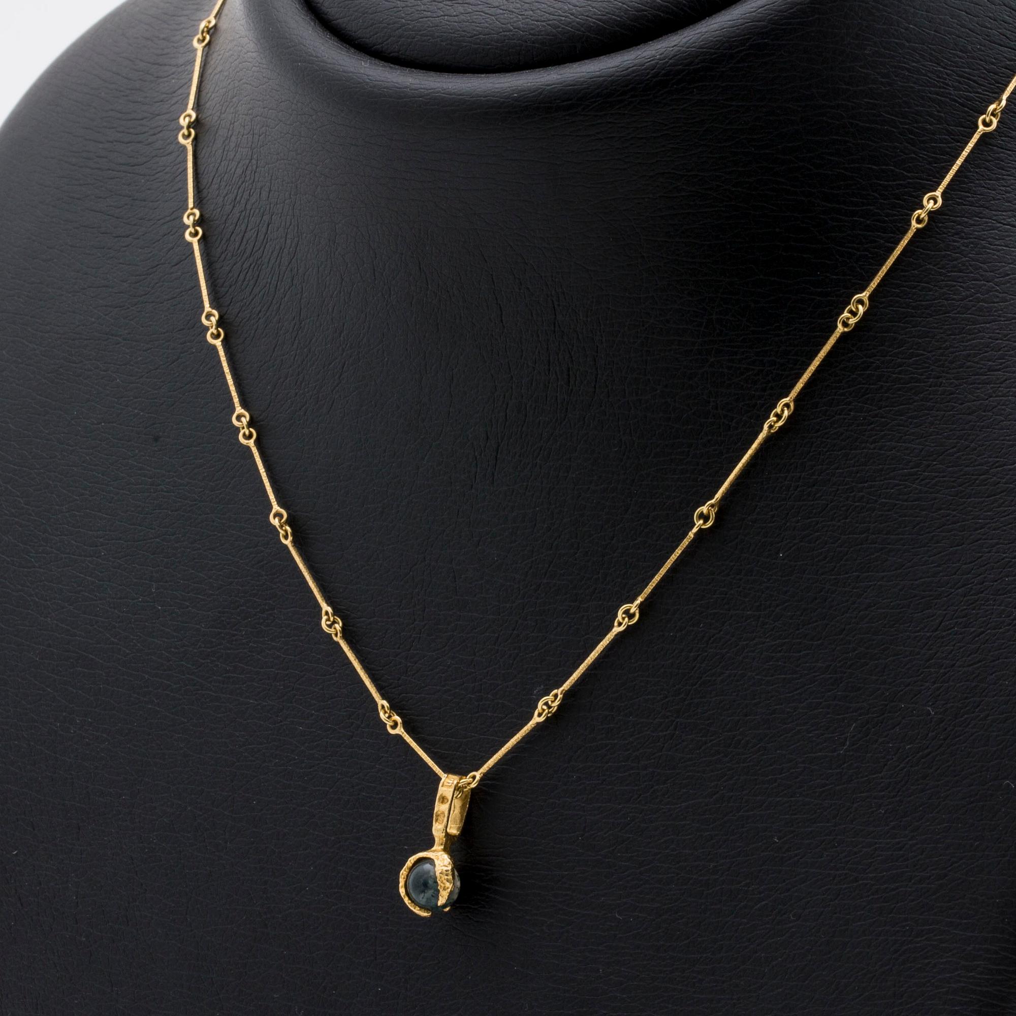 LAPPONIA Björn Weckström COLLIER 18K guld mossagat ca 6 mm, Finland 1982 och 1989.