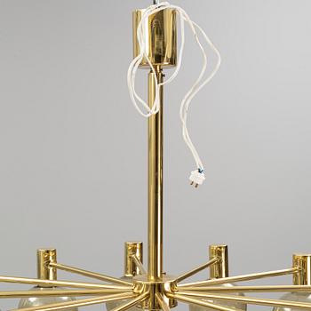 Hans-Agne Jakobsson, a brass and glass chandelier, Markaryd, Sweden.