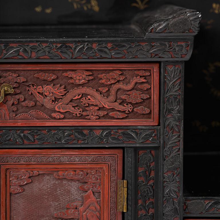 A lacquer display cabinet, late 19th century.