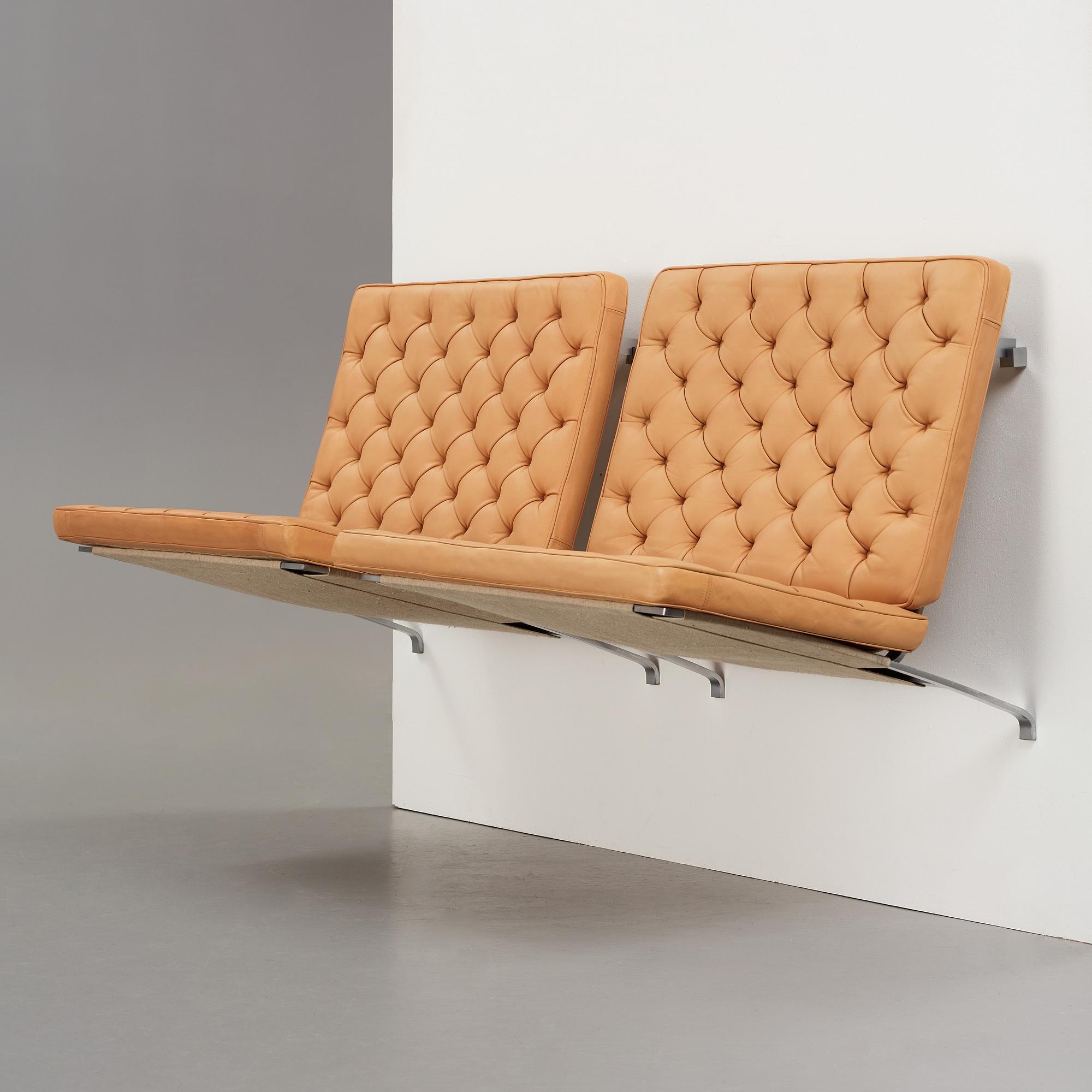 A set of two sections of Poul Kjaerholm 'PK-26', edition Fritz Hansen, Denmark 1991.