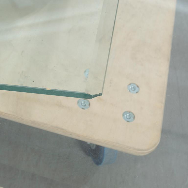 COFFE TABLE, marble and glass, second half of the 20th century, Italy.