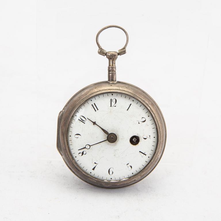 A set of three different 18th/19th century silver pocket watches.