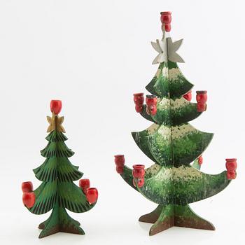 Candelabras and Christmas tree candle holders as well as Christmas tree decorations 22 pcs 20th century.