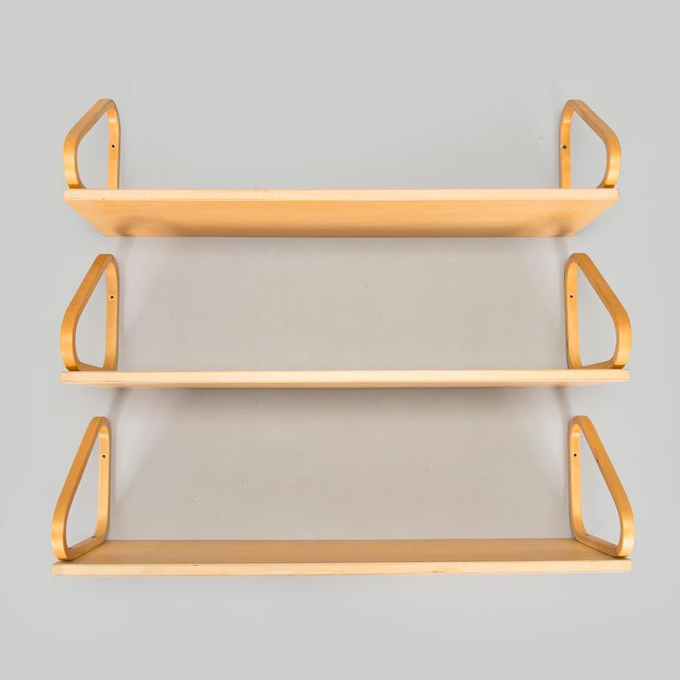 Alvar Aalto, set of three 1970s wall shelves '112 A' for Artek.