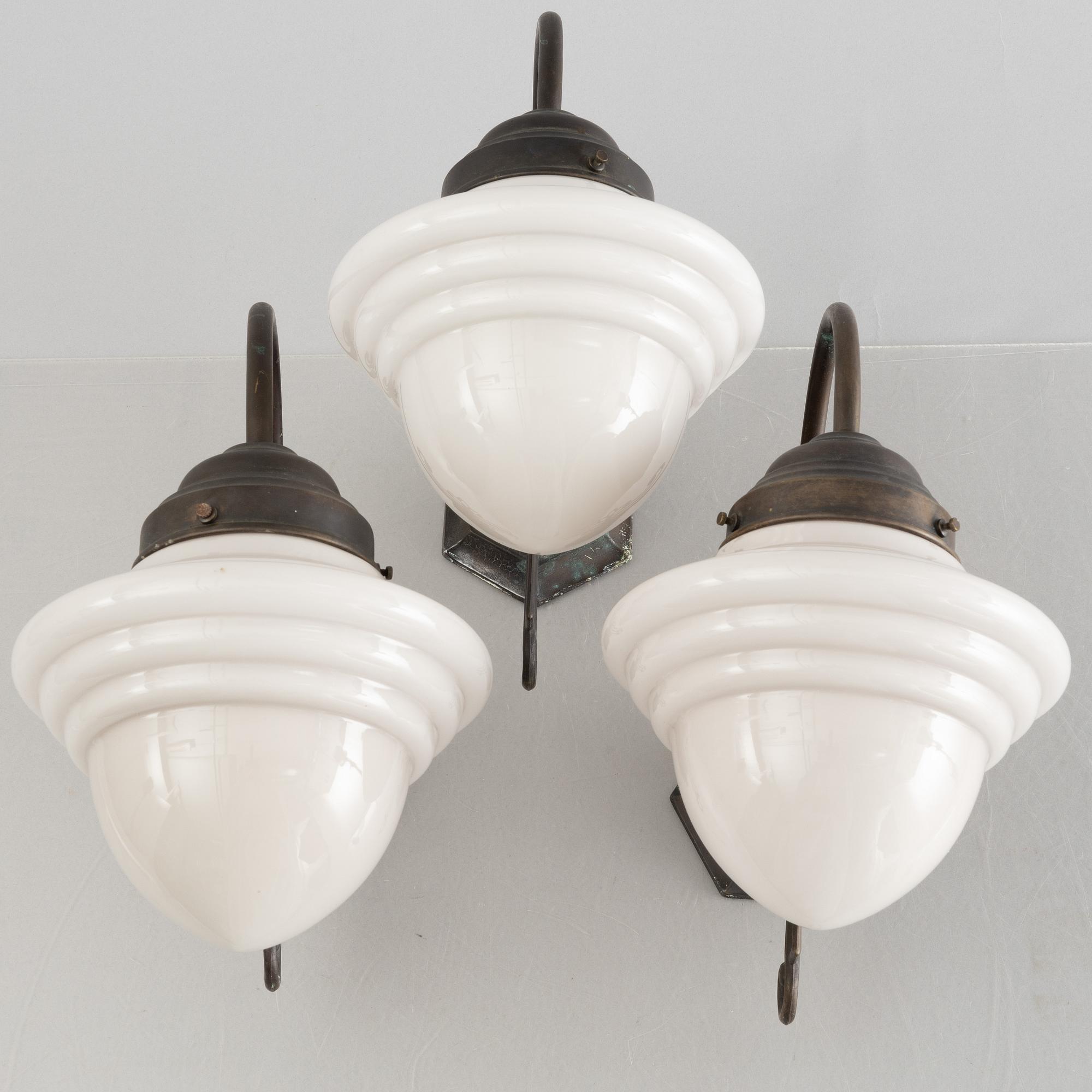Three Jugend-style wall lights, mid 20th century.