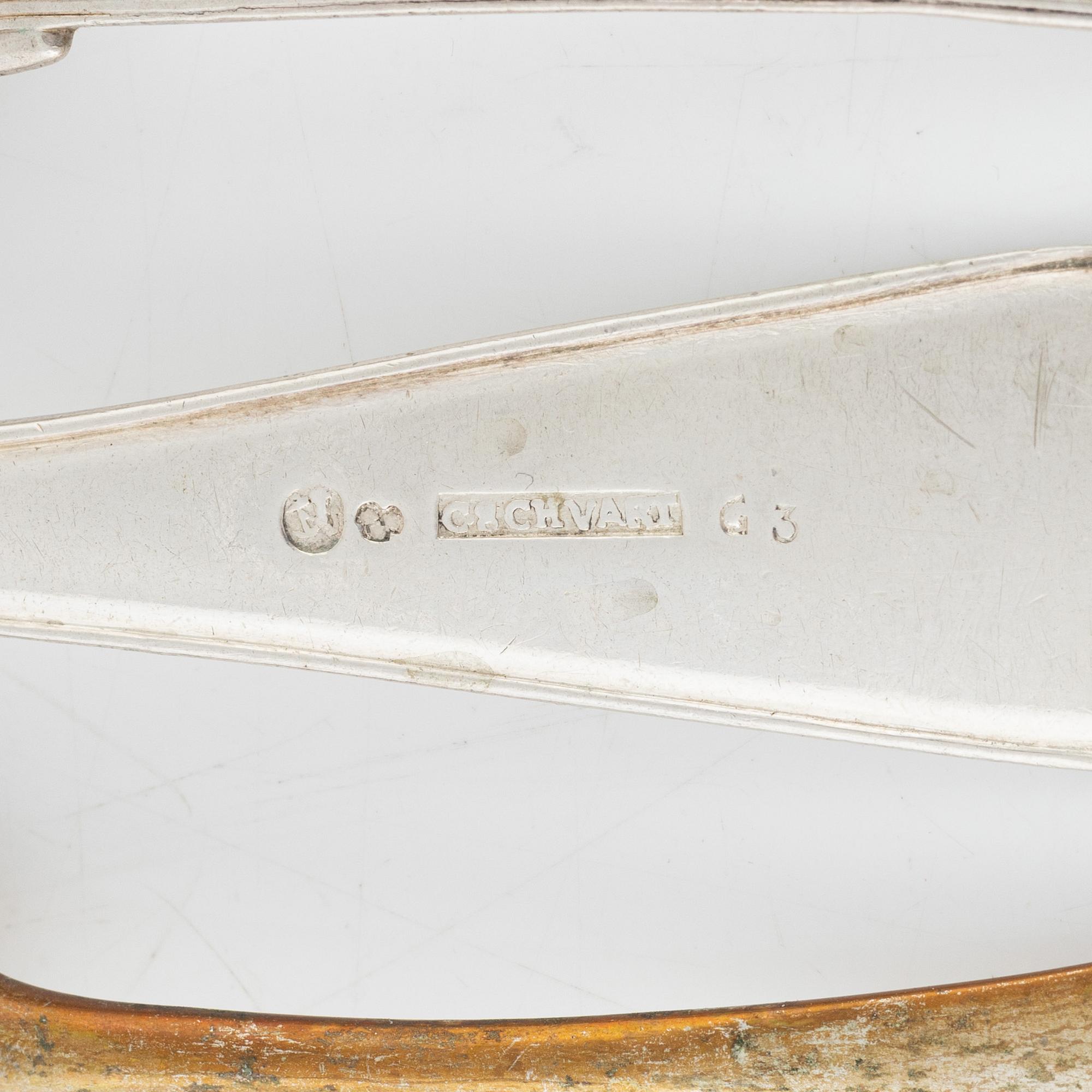 Bestick, 37 delar, silver, 1700/1800-tal.