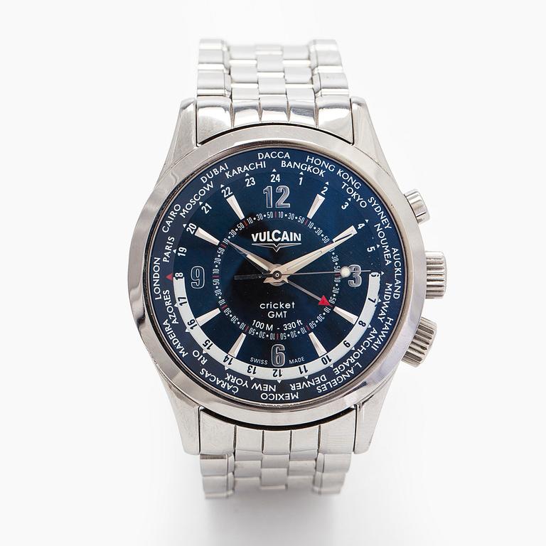 Vulcain, Cricket GMT, 42 mm, armbandsur, stål, automatisk.