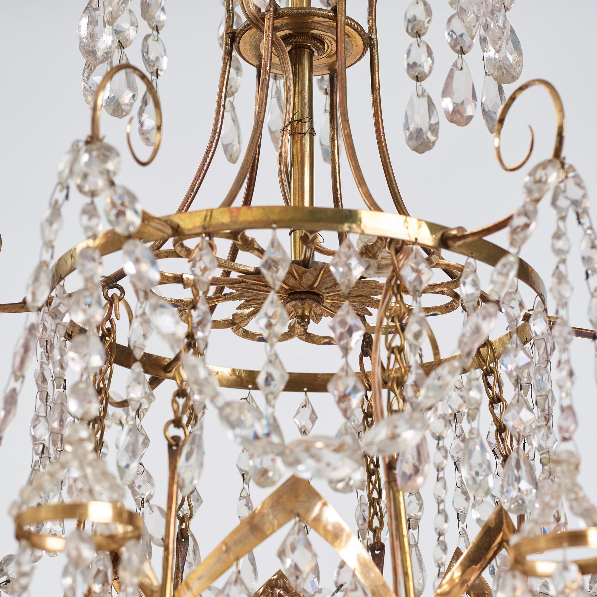 A late Gustavian seven-light chandelier, circa 1800.