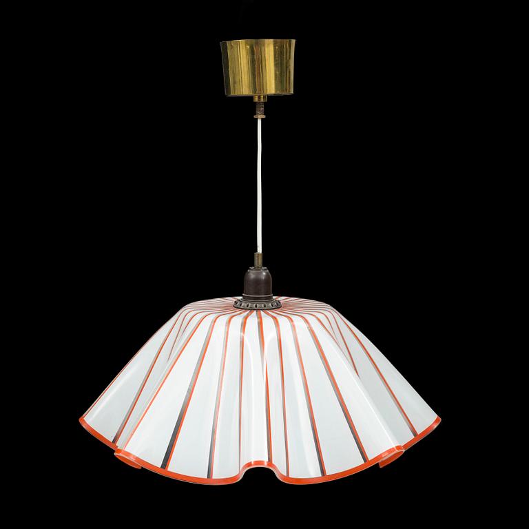 A 1950s glass ceiling light.