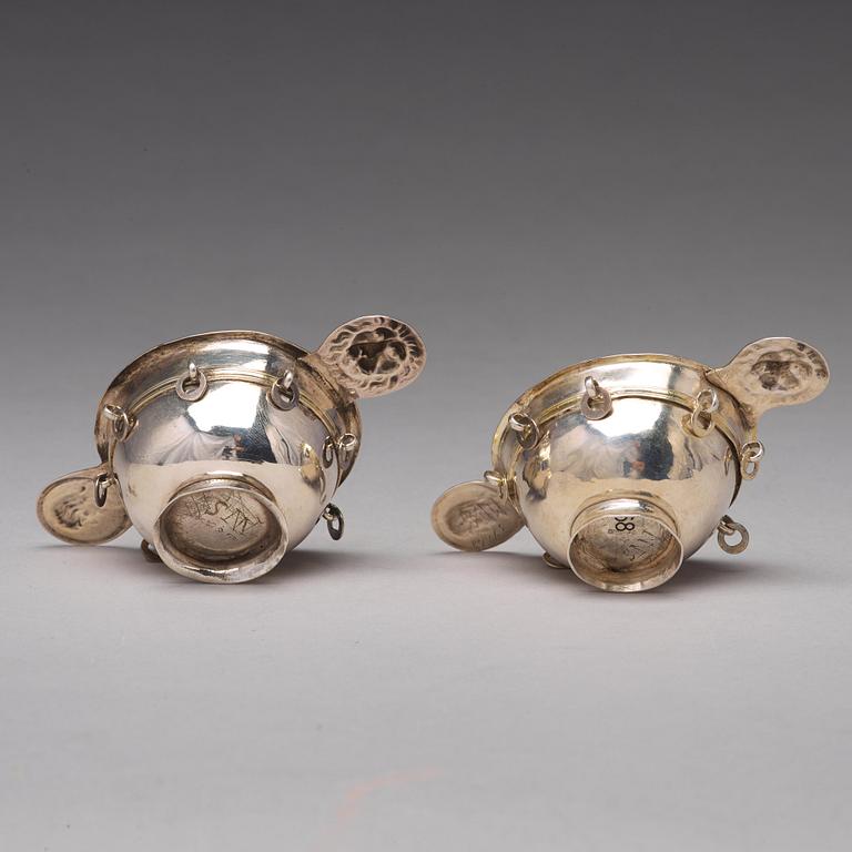 A matched pair of Swedish 18th century parcel-gilt silver brandy-bowls, mark of Johan Westerberg, Piteå (-1807-1829).