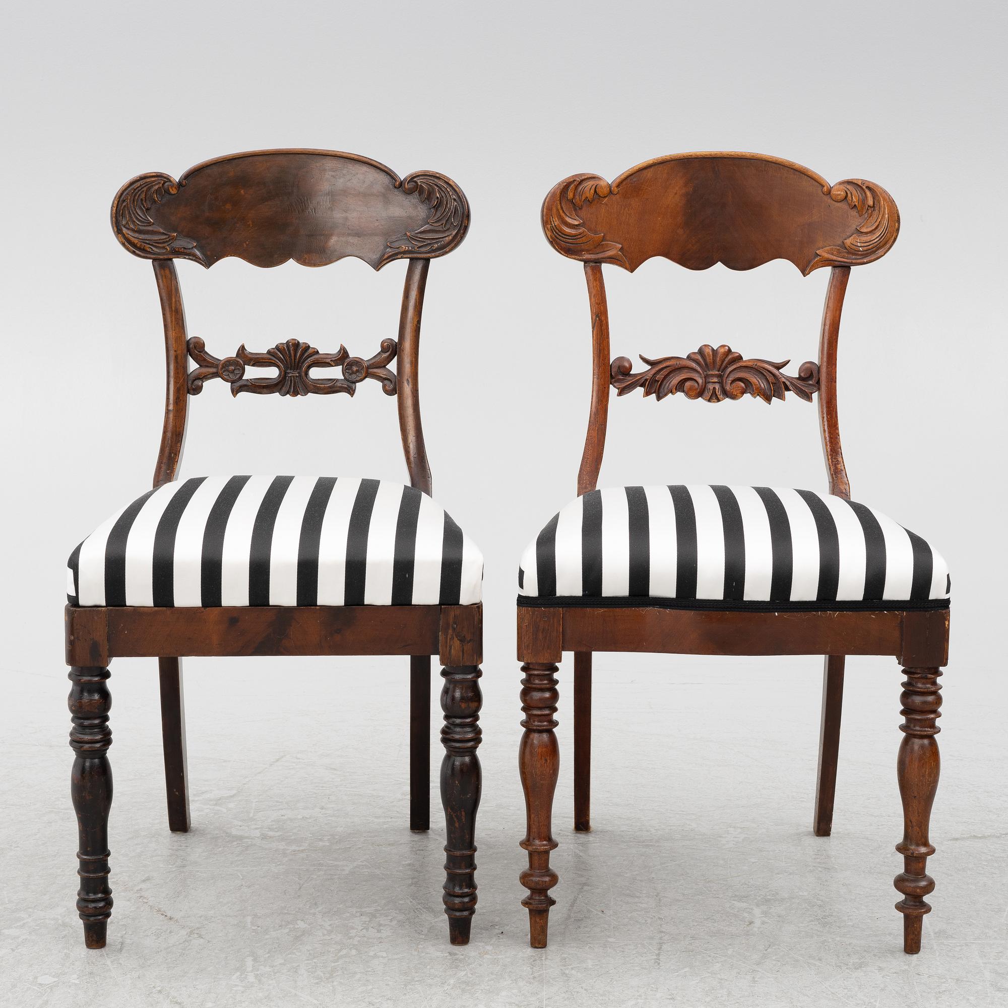 Chairs, 8 pcs, late Empire, mid-19th century.