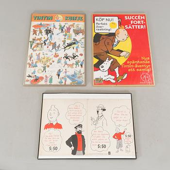 TIN TIN, parti, bl a affischer och figurer, 1900-talets andra hälft.