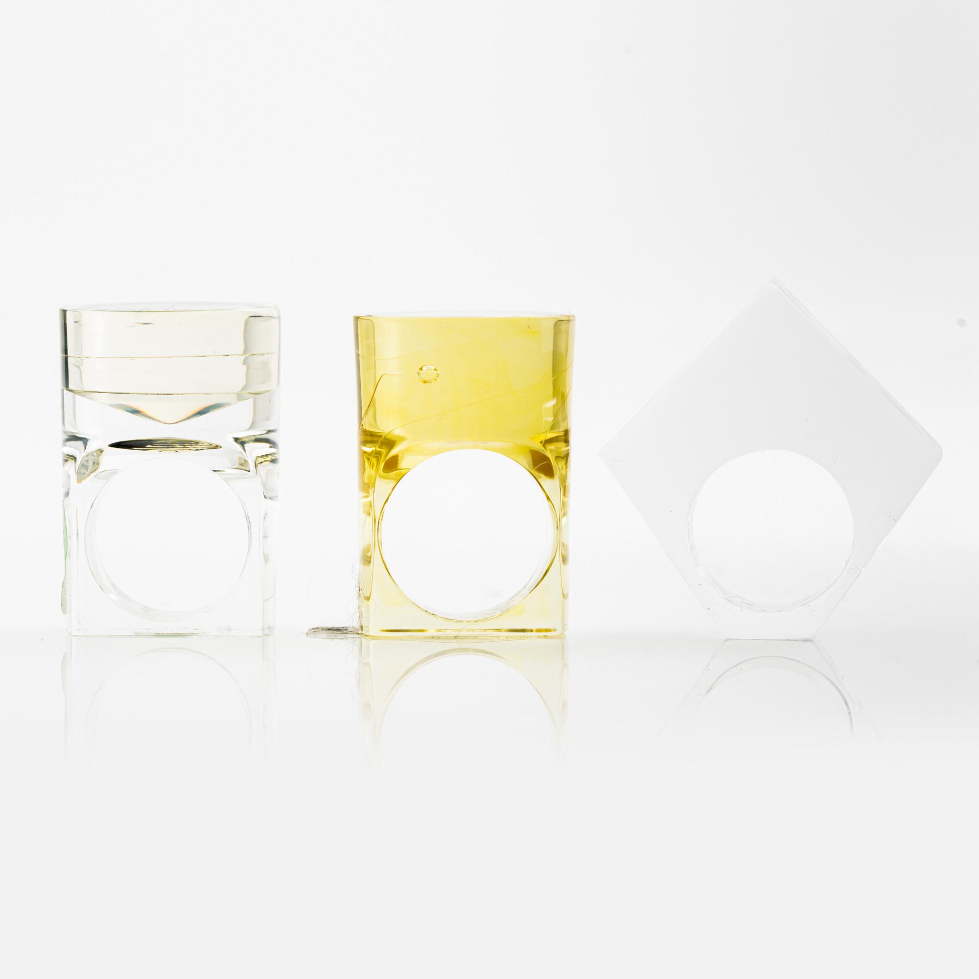 Siv Lagerström, three rings, acrylic plastic, 1970s.