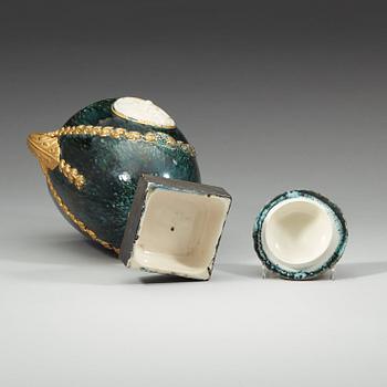 A Marieberg earthenware vase with cover, 1790's.