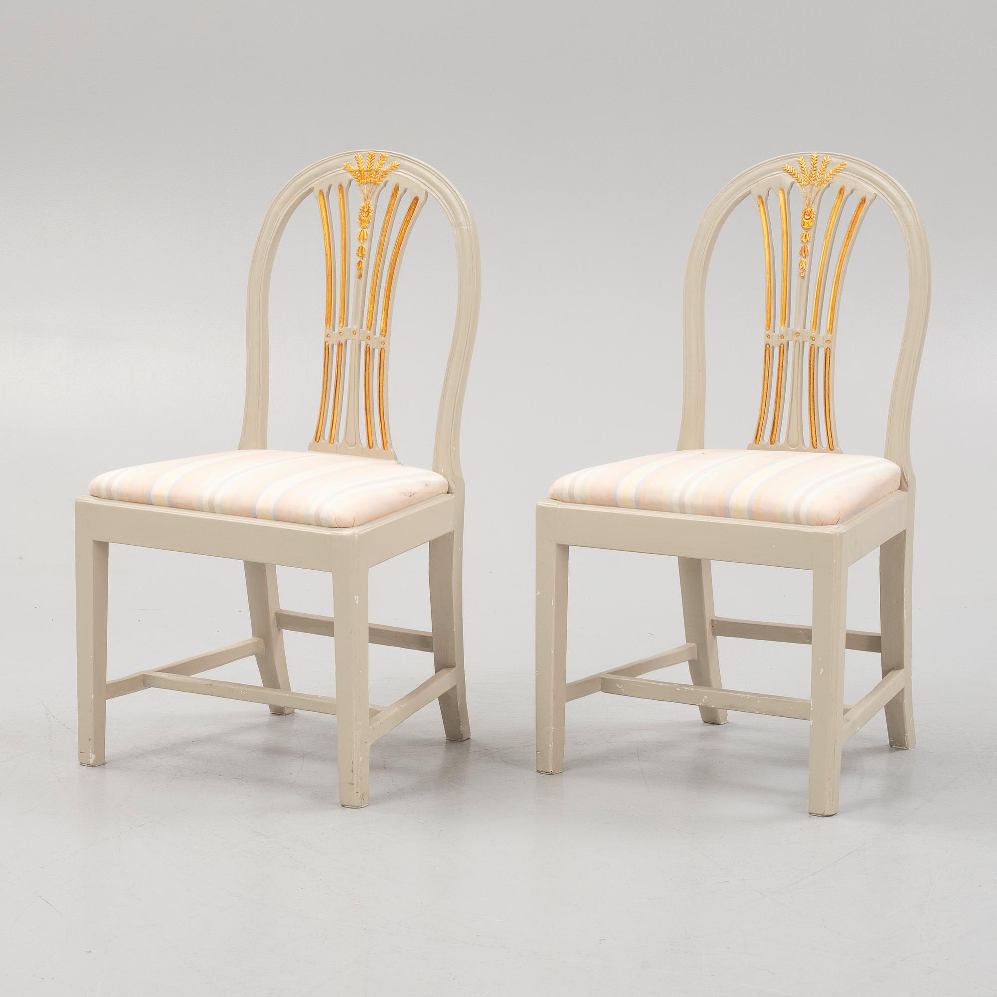 Stolar, sengustavianska, ett par, Lindome, 1800-talets först hälft.